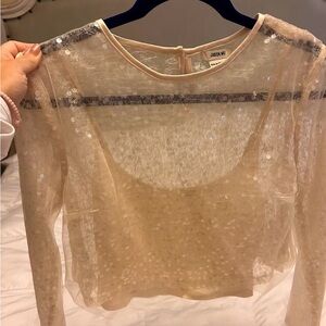 NWT: Jason Wu Cream Sequin Crop Top, sz. small